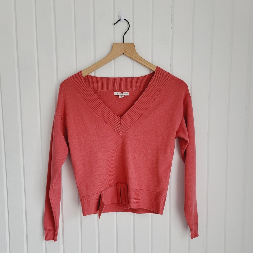 Eva Mendes Collection LUCIA Women's XS V-Neck Belted Sweater